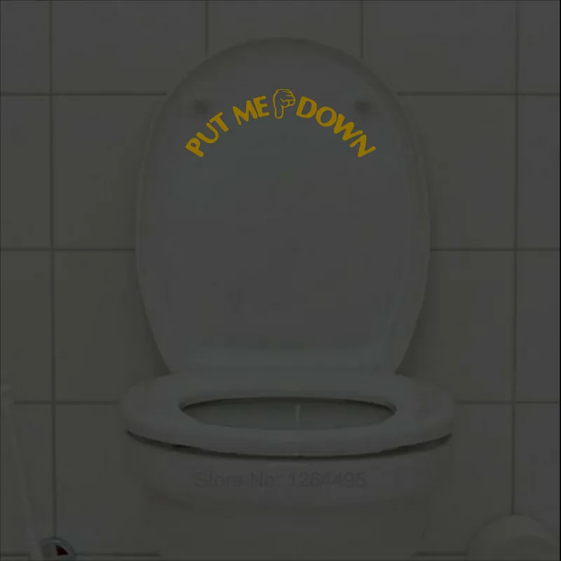 Glow in the Dark Funny Toilet Seat Sticker Put Me Down Toilet Bowl Decal Toilet Training Decorations Bathroom DIY Decor