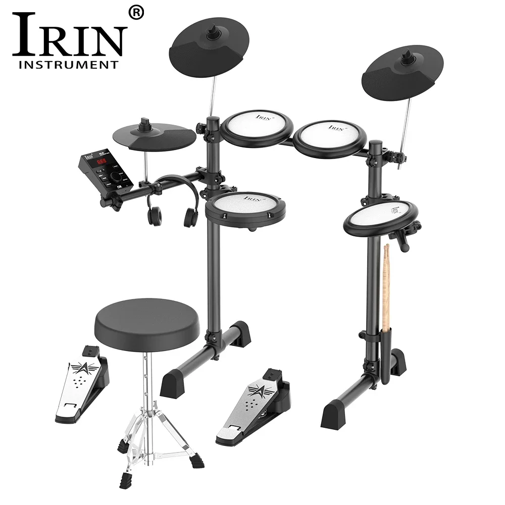 IRIN ND-08 Electronic Drum Set Convenient 5-Drum 3-cymbal Electronic Drum Kit 300 Tones Support USB MIDI BT With Headphone
