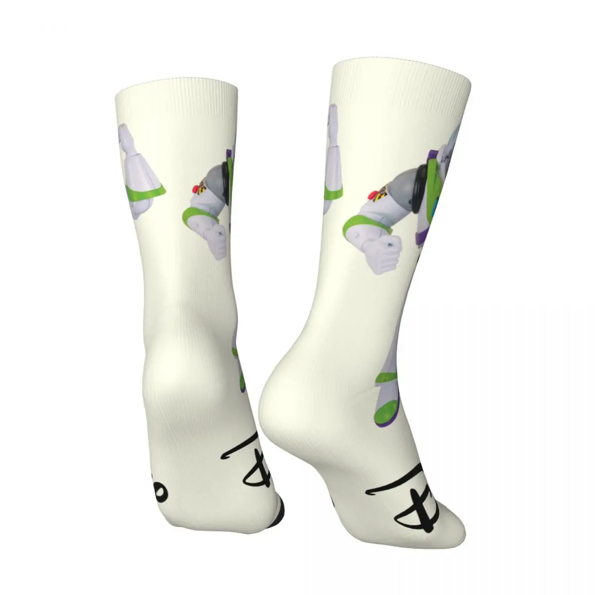 Retro Buzz Lightyear Men's compression Socks Unisex Disney Toy Story Buzz Lightyear Harajuku Seamless Printed Novelty Crew Sock