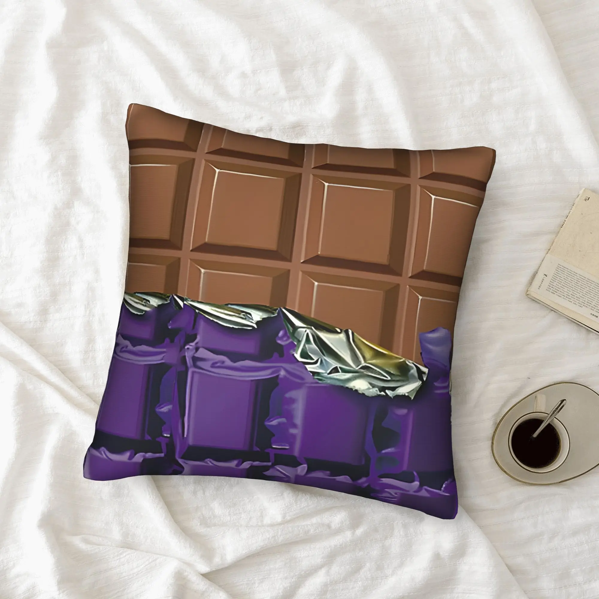 1pc Fun Realistic Chocolate Pillow Cover, 2D Double-Sided Polyester Cushion Case, Playful Foodie Decor Pillowcase, Ideal Gift fo