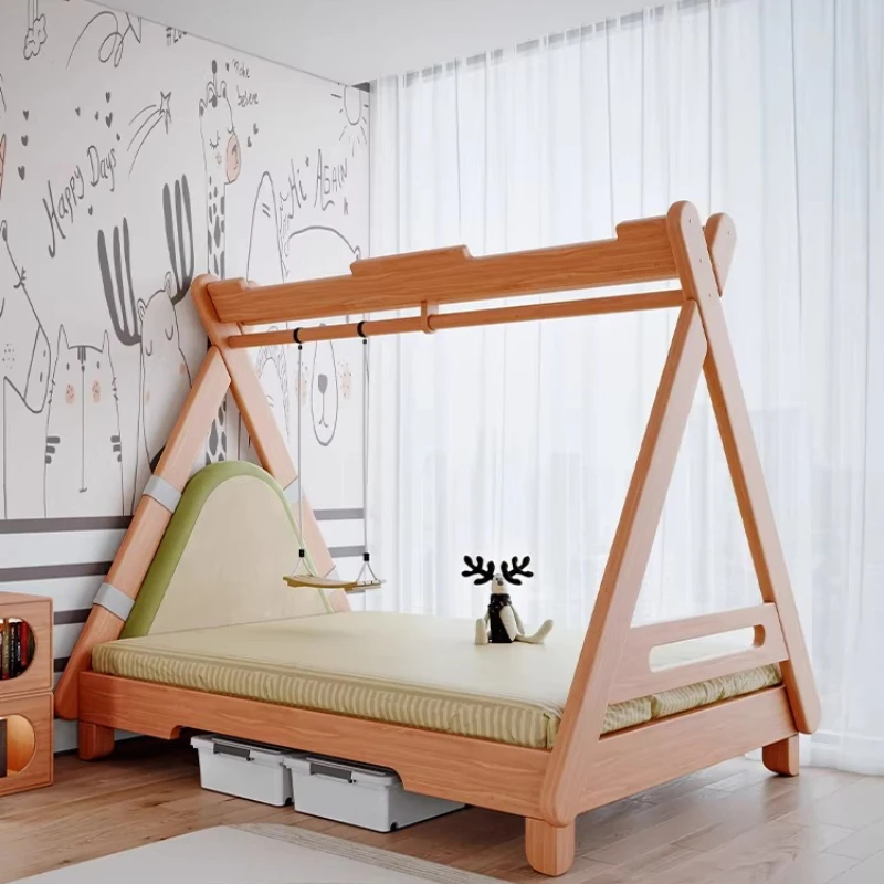 

Children's tent bed boys bedroom solid wood 1.5 girls tree house boys single bed
