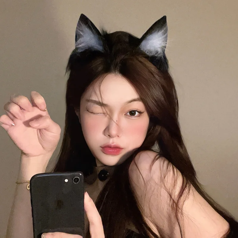 Lolita Cat Fox Headband para Mulheres, Anime Headband, Headdress, Plush Orelhas Cauda, Cosplay Adereços, Neko Ear, Acessórios para Cabelo Kawaii