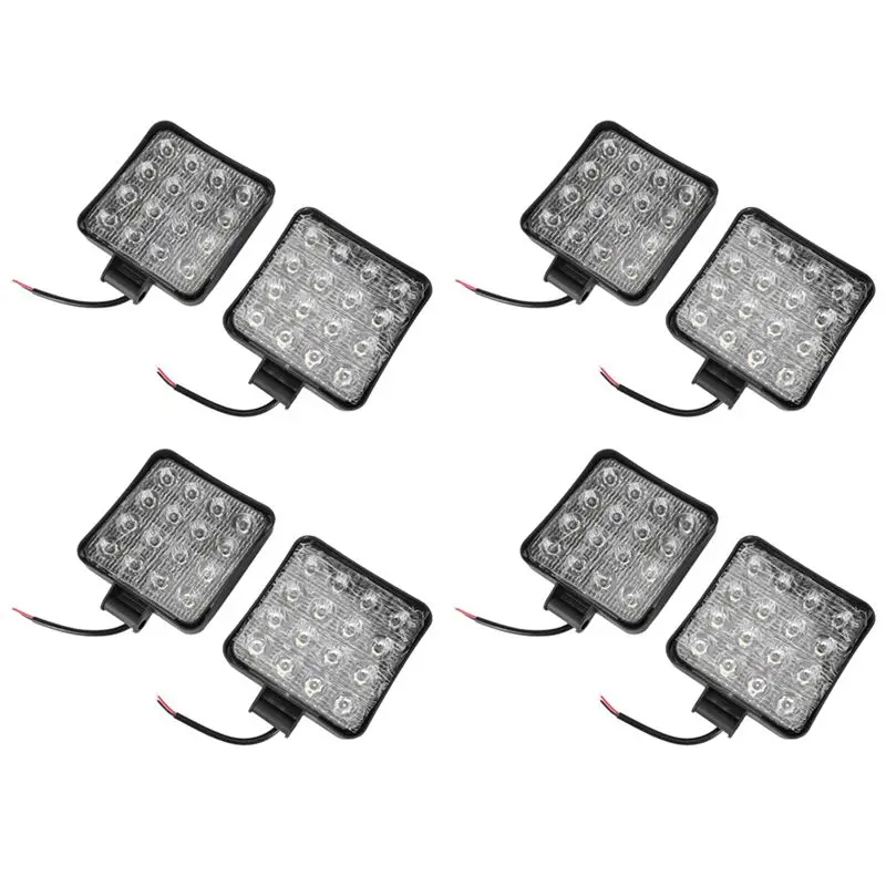 Excellent-8 Pcs 48W 6000K LED Spot Square Work Lights Lamp Tractor SUV Truck 4WD 12V 24V