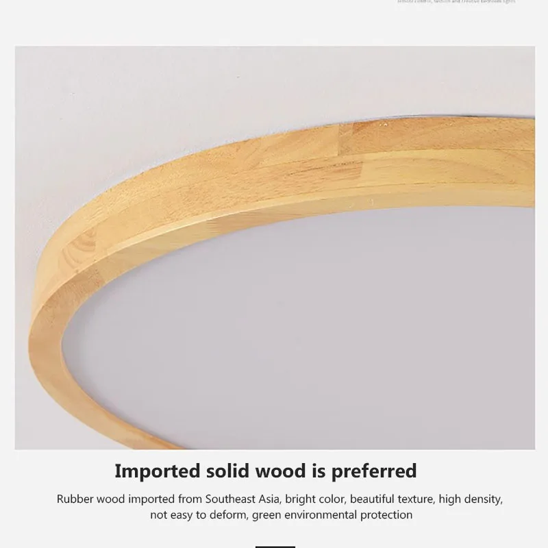 Luces LED de techo de madera ultrafinas, lámpara nórdica para sala de estar, dormitorio, accesorio de madera, pantalla acrílica moderna