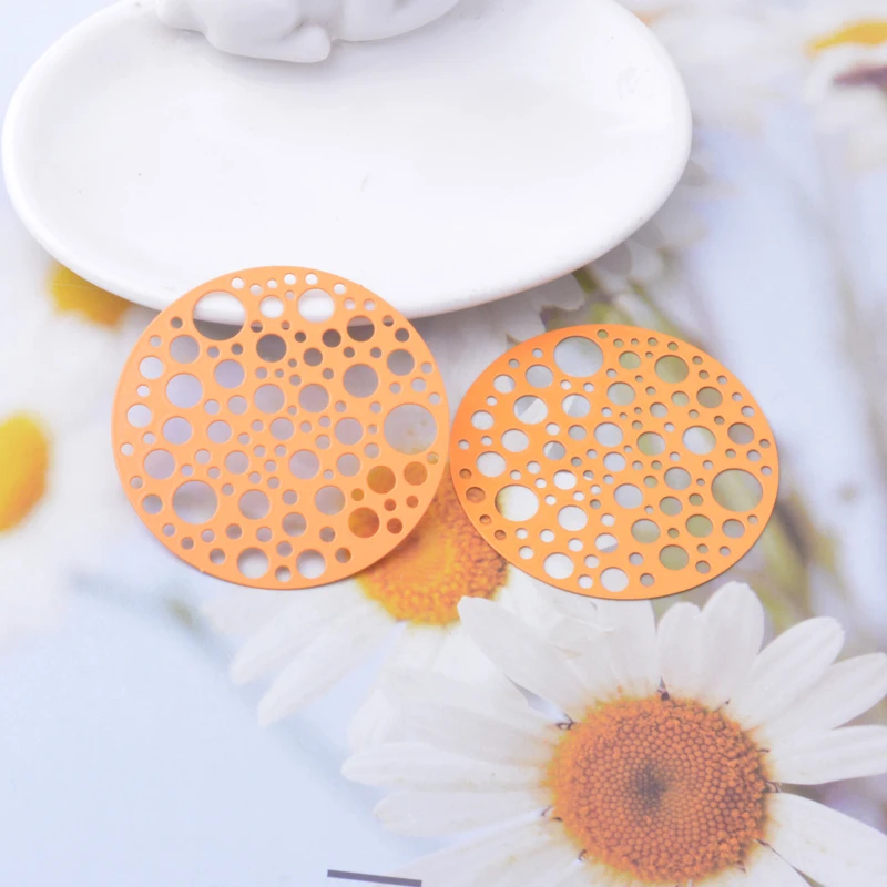 20 Stück AB2594 Messing Goldfarben 50mm Große Runde Charms Verbinder Rhodiumbeschichtet Bunte Anhänger für DIY Schmuckherstellung – Detail 9