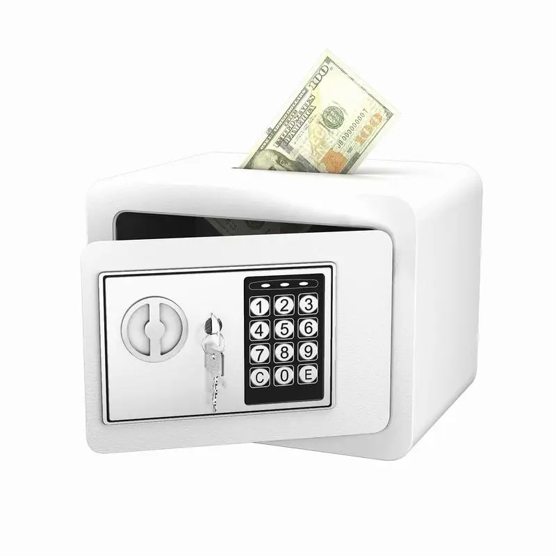 

Small Safe with Key & Password, 0.23 Cu Ft Storage for Home Use, Ideal for Money, Documents, & Valuable Items