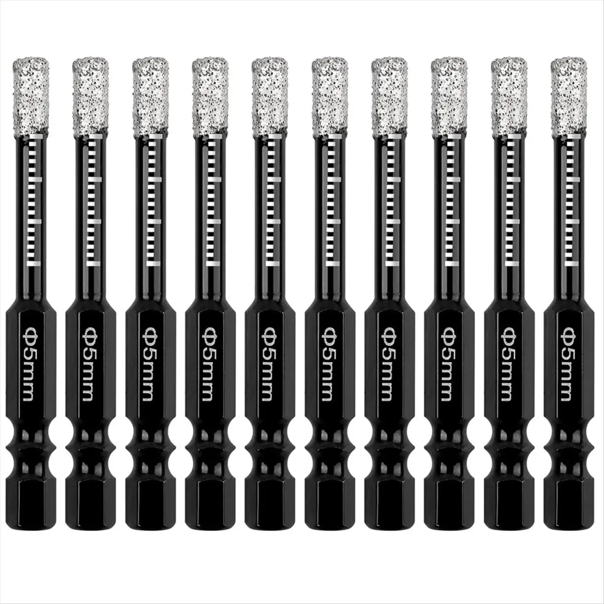 

10Pcs Dry Diamond Drill Bits Set,3/16In Hex ShankTile Core Drill Bit for Tile Ceramic GraniteMarble Stone Hard Materials