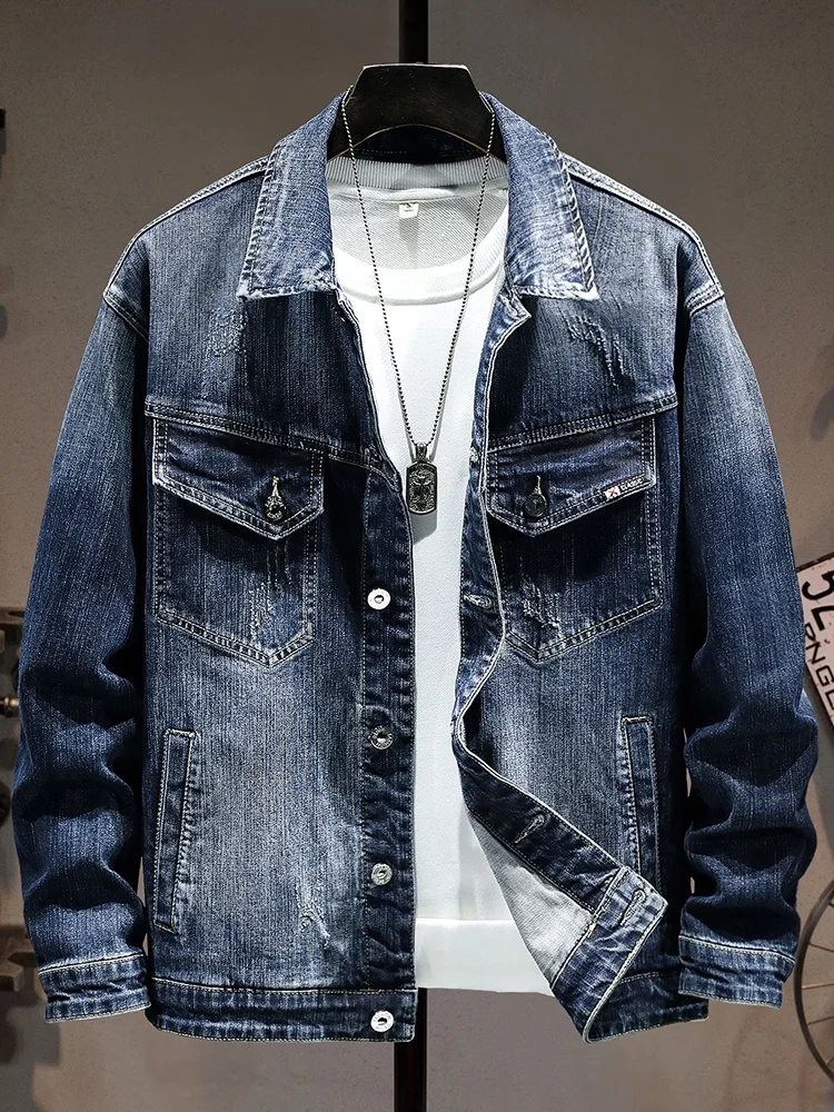 

Faionable Slim Fit Men's Denim Jaet Casual Leisure Spring Autumn Sle American Workwear Cotton Polyester Blend Coat