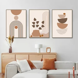 3PCS Frameless Nordic Poster Abstract Line Leaf Geometry Canvas Painting Wall Art Prints Picture for Living Room Cafe Home Decor