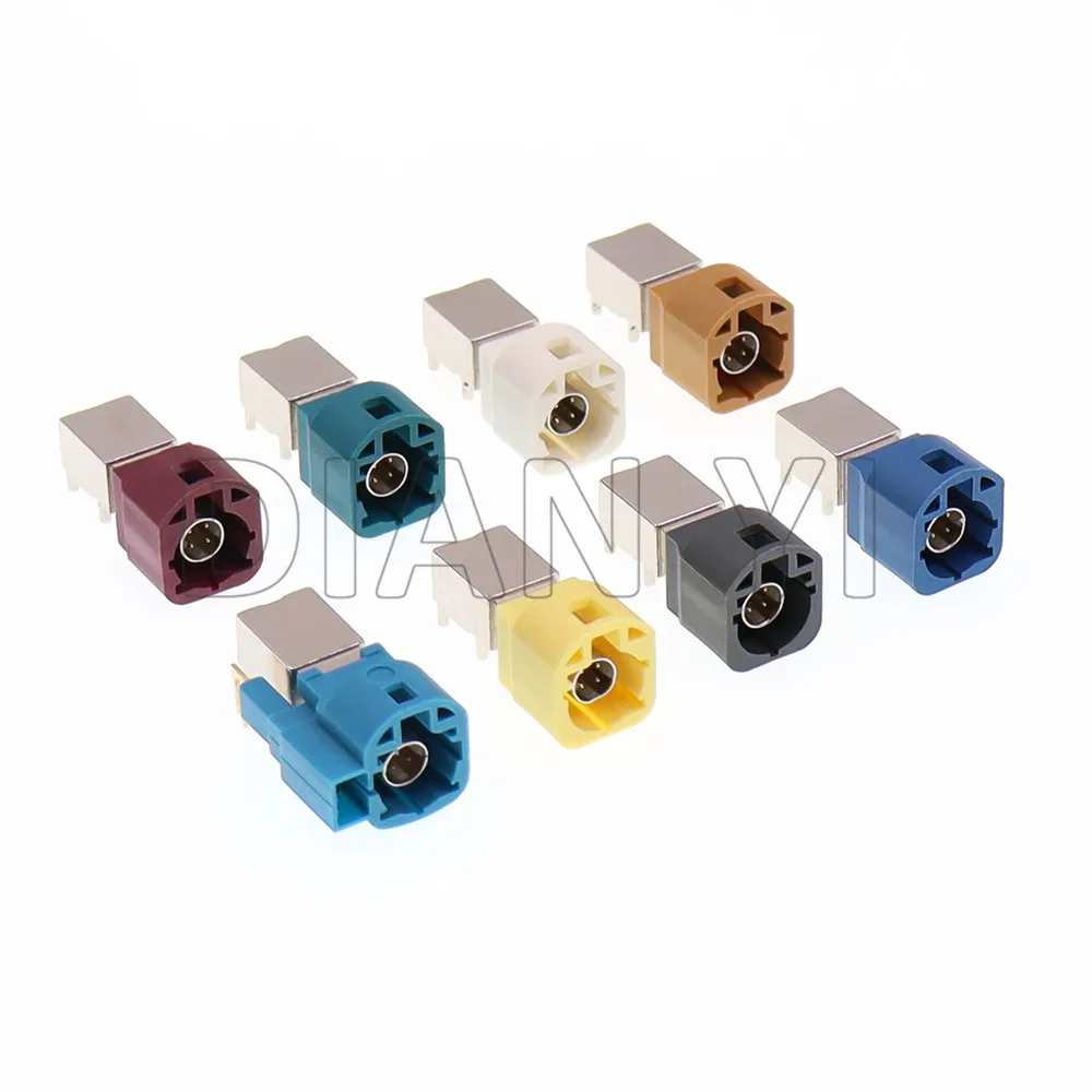 1 Set LVDS 4 Way PCB Socket Bent Pin Cat Male HSD Connector Universal AC Assembly Auto Fakra Plug