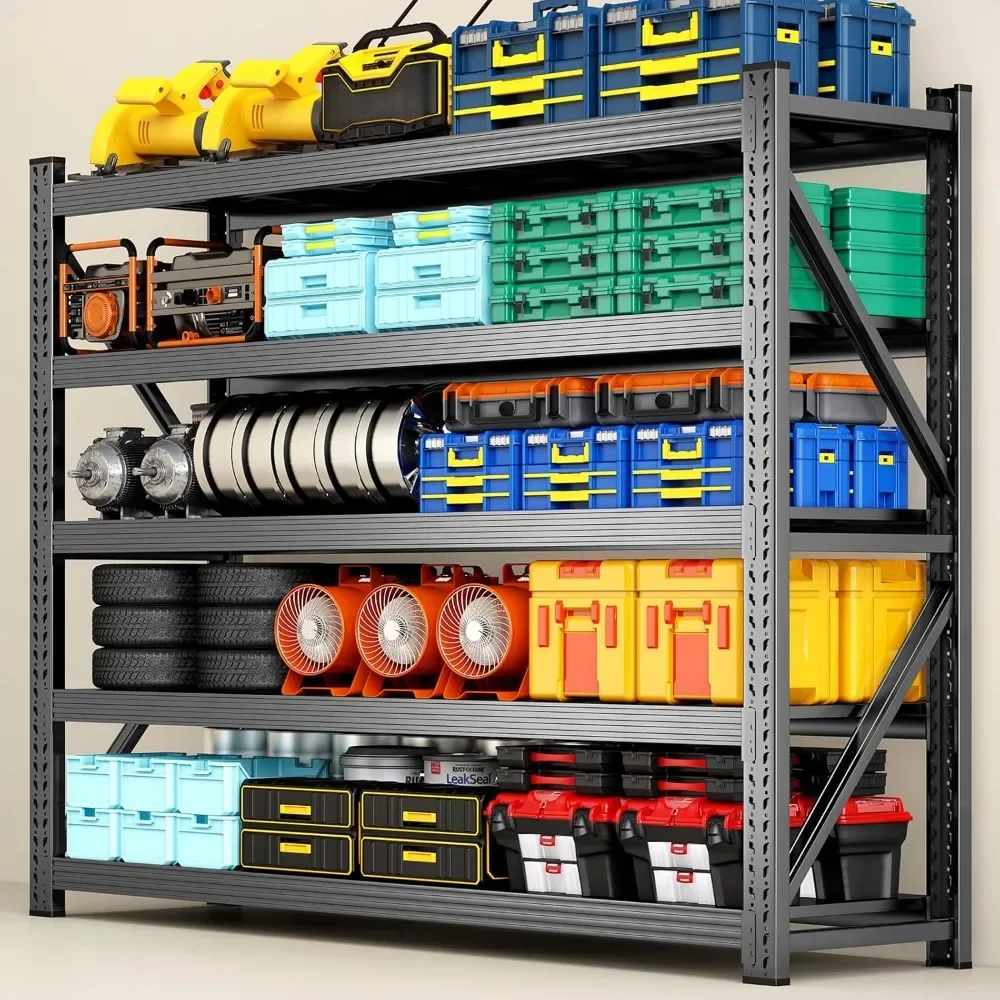 

8000LBS Storage Shelves, 5 Tier Adjustable Industrial Garage Shelving, Heavy DutyH Metal Shelving Unit, Uti