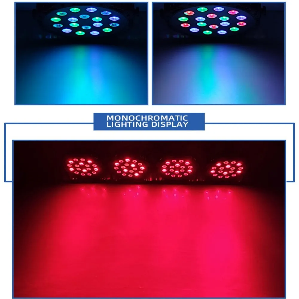 18 LED Stage Full Color Flat Par Lighting Effect RGBW 3IN1 DMX 512 DJ Disco Party Holiday Christmas Bar Club Wedding Show Lights