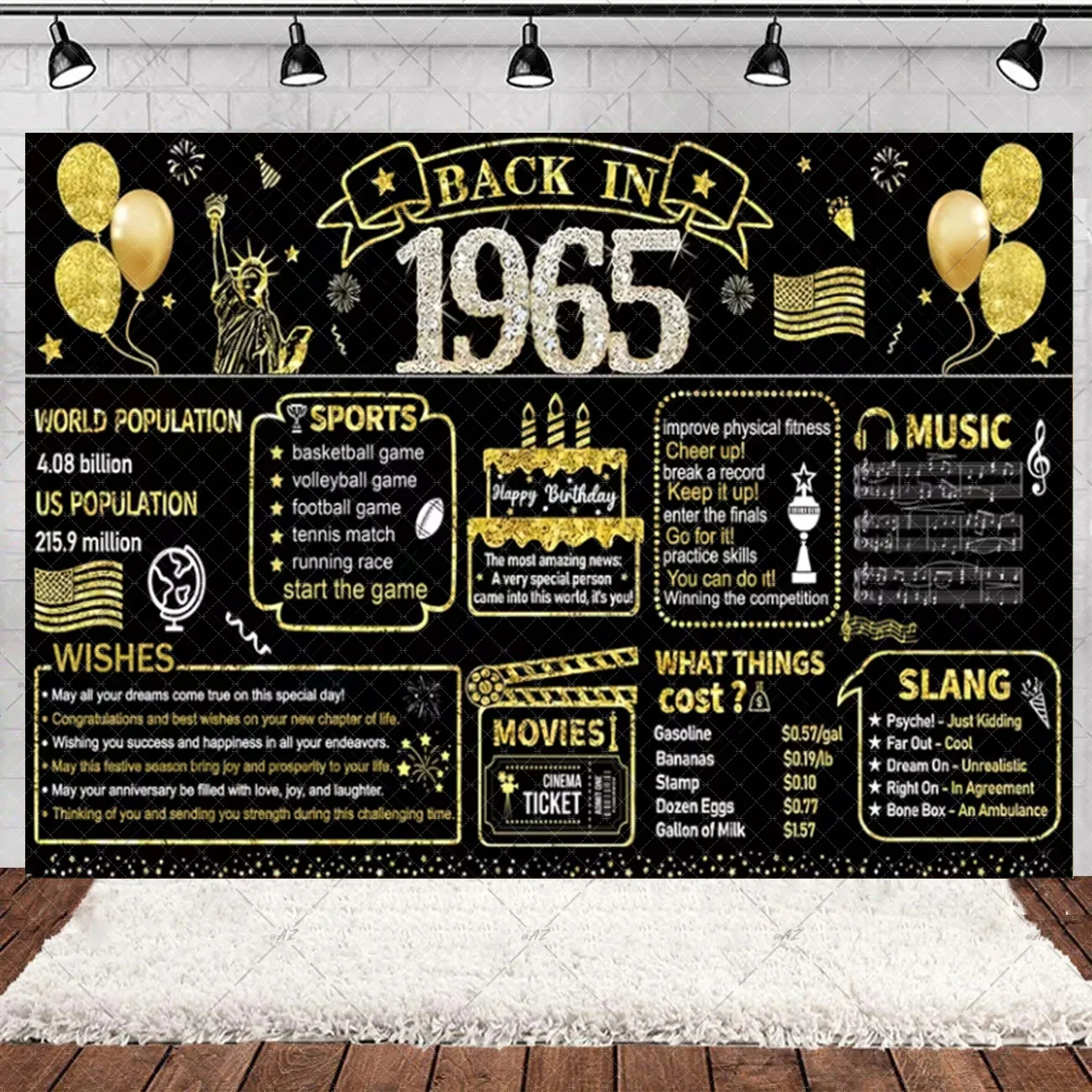 Sparkling Glittery Gold 60th Birthday Party Decorations Rose Gold Balloon Diamond Number Backdrop  Photography Background Gifts - view 4