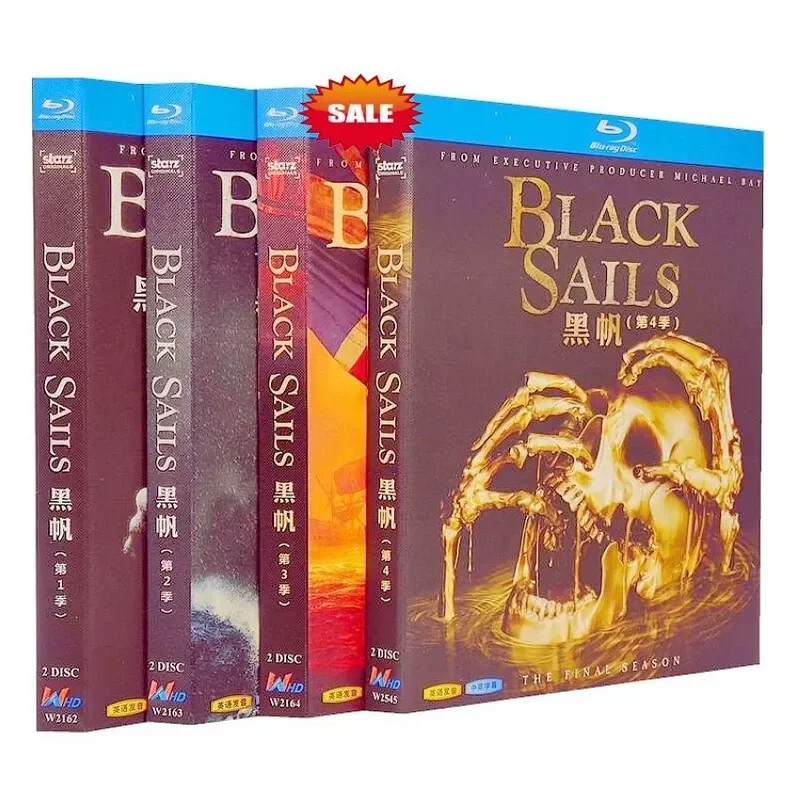

Blu-ray American TV Series Black Sails Seasons 1 to 4 Black Sails High Definition Disc 1080P 8BD Disc Non DVD Disc