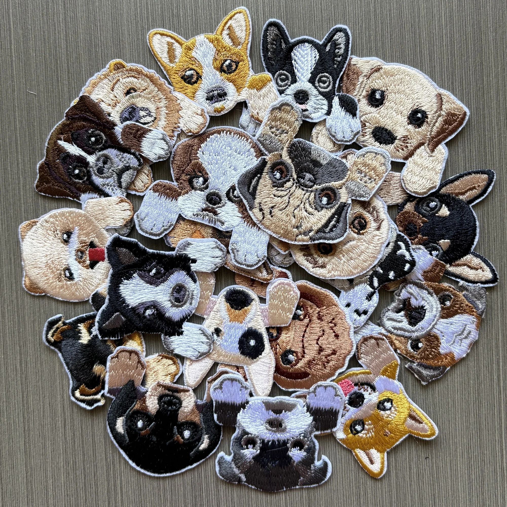 20Pcs Cute Dog Iron On Embroidered Patches Clothes Appliques Assorted Mini dog For Sew On  Bags Jeans Jackets patches Decorative