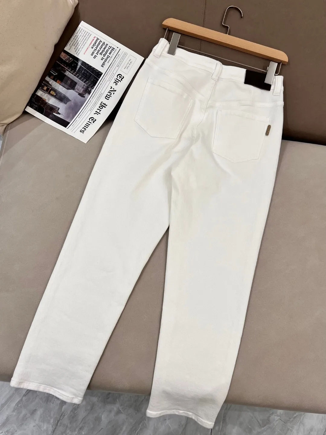 B * c Damen Bleistift hose lässige Mode hohe Taille weiße Jeans Advanced Sense weibliche Slim Fit Hose Röhren hose