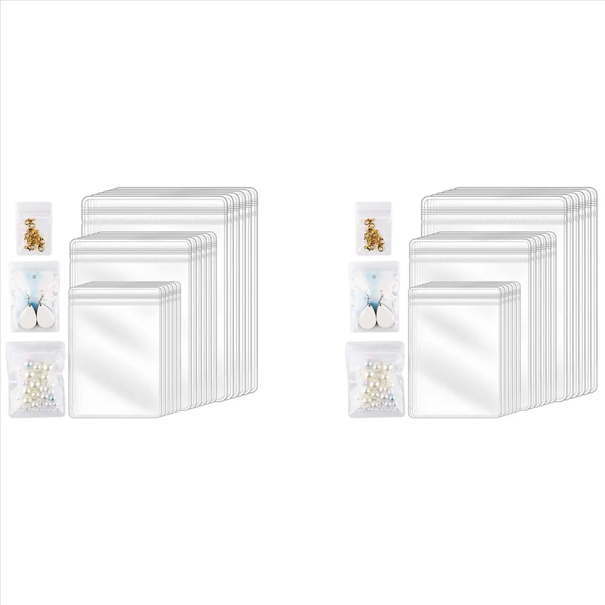 【LEISURE】300Pcs 3 Sizes Clear Earring Bags, Waterproof Bags Thickened Reusable Storage Pouch for Jewelry Rings Necklace Bracelet