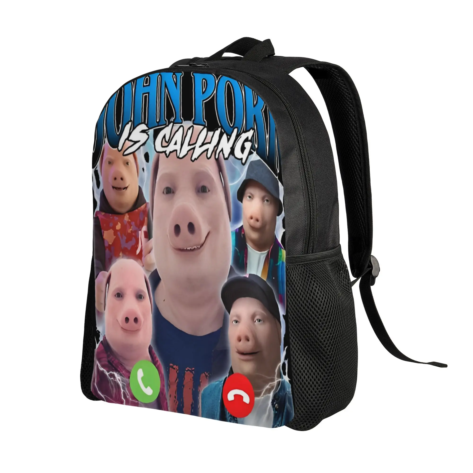John Pork Is Calling Answer Call Phone Pig Backpack  College Backpacks Female High School Bags Custom Lightweight Rucksack