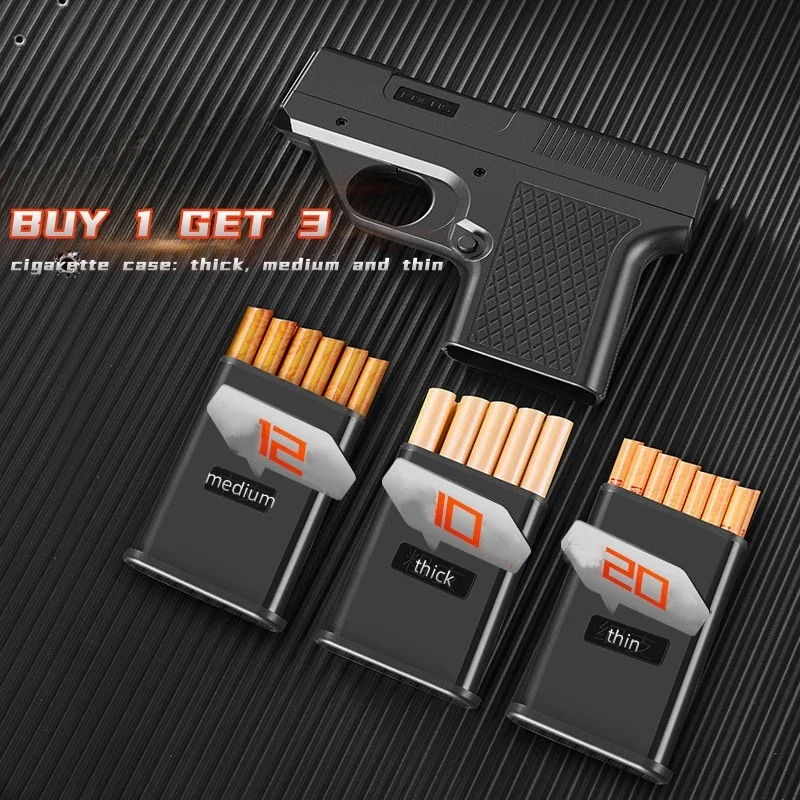 New Gun Lighter Pistol with Magazine Cigarette Holder Lighter Multi-function Windproof Jet flame Gas Lighters for Men Small Gift