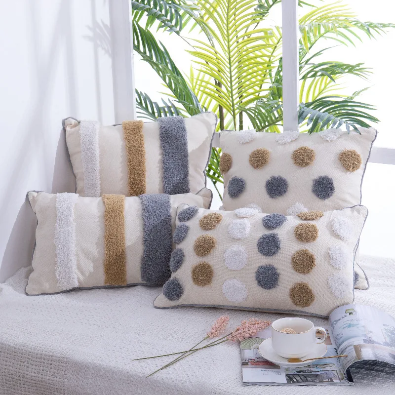 

Nordic Style Tufted Dot Geometric Cushion Covers 45X45cm 30X50cm Handmade Throw Pillow Case For Living Room Sofa Decoration MT