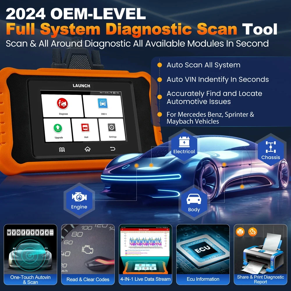 LAUNCH X431 Elite 2.0 EliteV2.0 PRO Full System Car DiagnosticTools ECU Coding Free Update for BMW for BENZ Audi