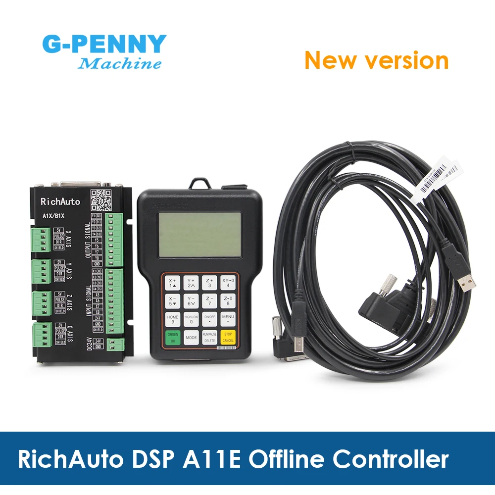 شحن مجاني وحدة تحكم RichAuto DSP A11 CNC أصلية 3 محاور وحدة تحكم بالحركة A11E النسخة الإنجليزية لآلة التوجيه باستخدام الحاسب الآلي