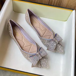 Luxury pointed single shoe women's 2024 new shallow mouthed versatile soft sole French flat shoes large women's shoes 41-43