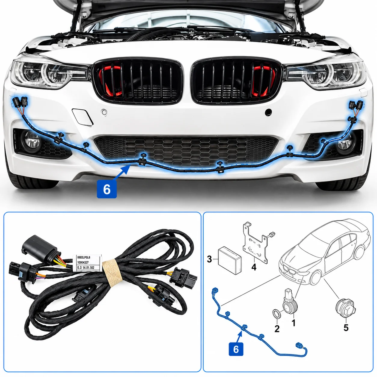 Stable PDC Parking Sensor Wiring Harness Front Bumper Wire Cable for BMW 3 4 Series F30 F32 F80 F83 61129365042