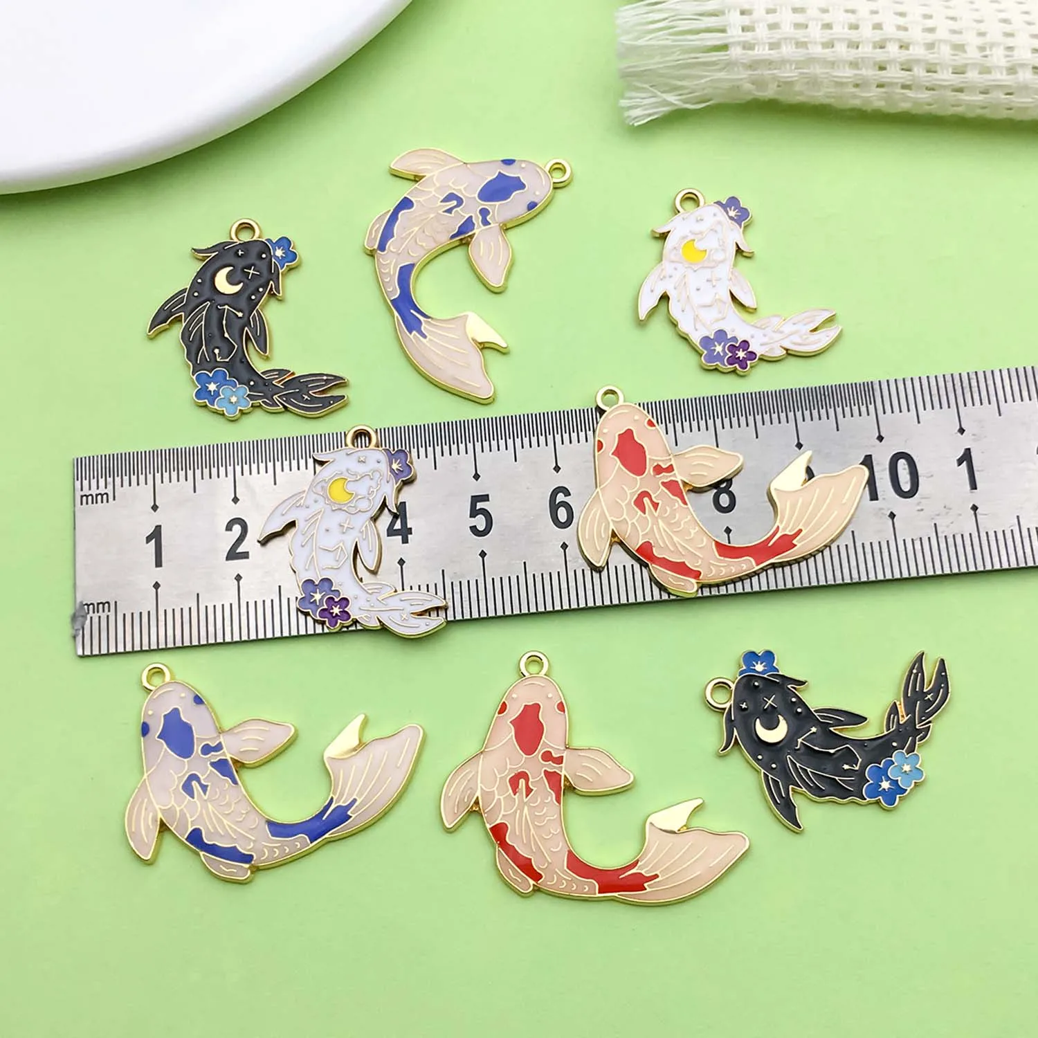 8/10pcs Enamel Lucky Koi Fish Design Charms Alloy Chinese Style Pendants for DIY Bracelet Necklace Jewelry Making Accessories