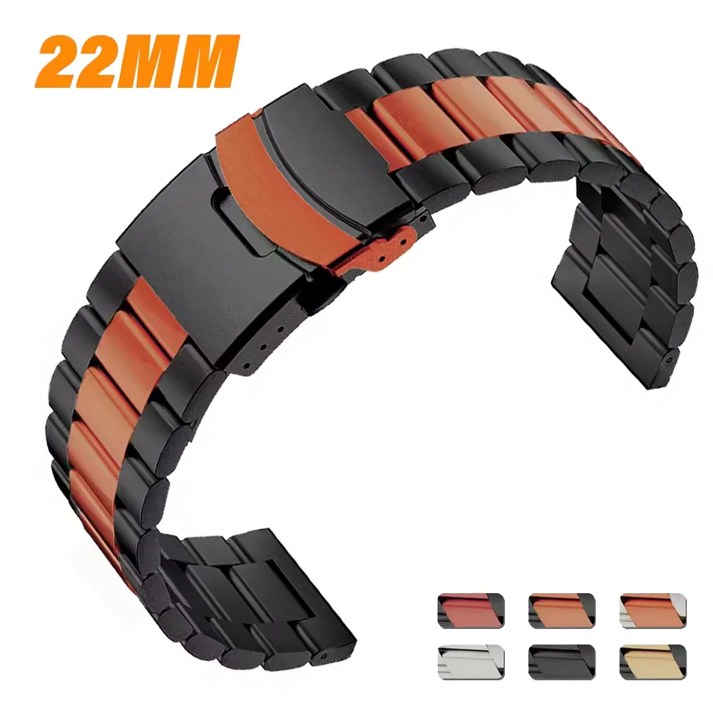 Amazfit Balance 2/Bip 6 5/GTR4 3 2用22mmステンレススチールストラップ、Huami Amazfit Stratos Pace 3 2 2S用47mmメタルブレスレット