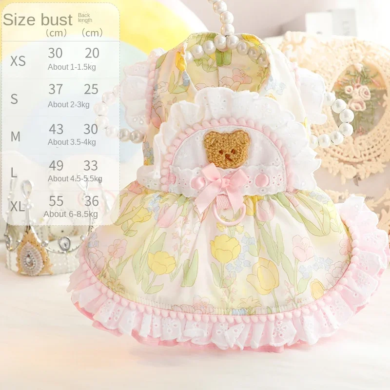 Thin Cat Princess Dress, Milk Bear, Fructose, Lolita, Small Dog, Teddy, Pet Clothes, Spring and Summer