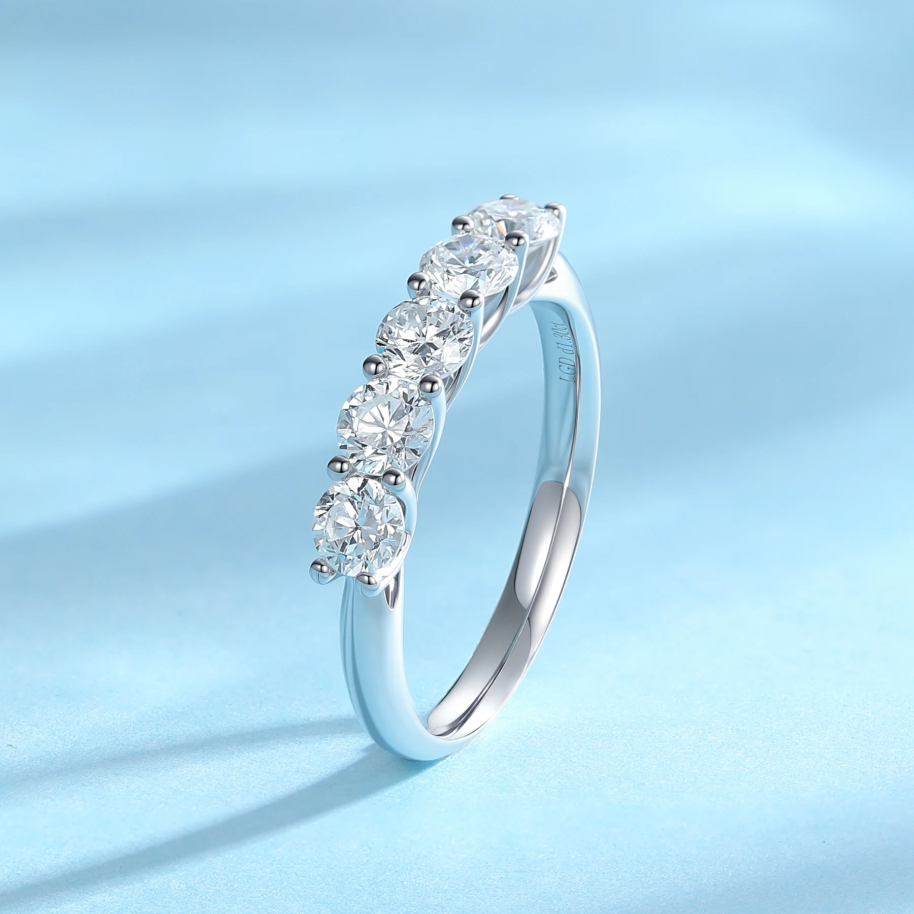 

Lab Grown Diamond Eternity Band 1.1cttw 5 Stone D Color VVS Clarity 4mm 9k Gold Anniversary Wedding Rings for Women