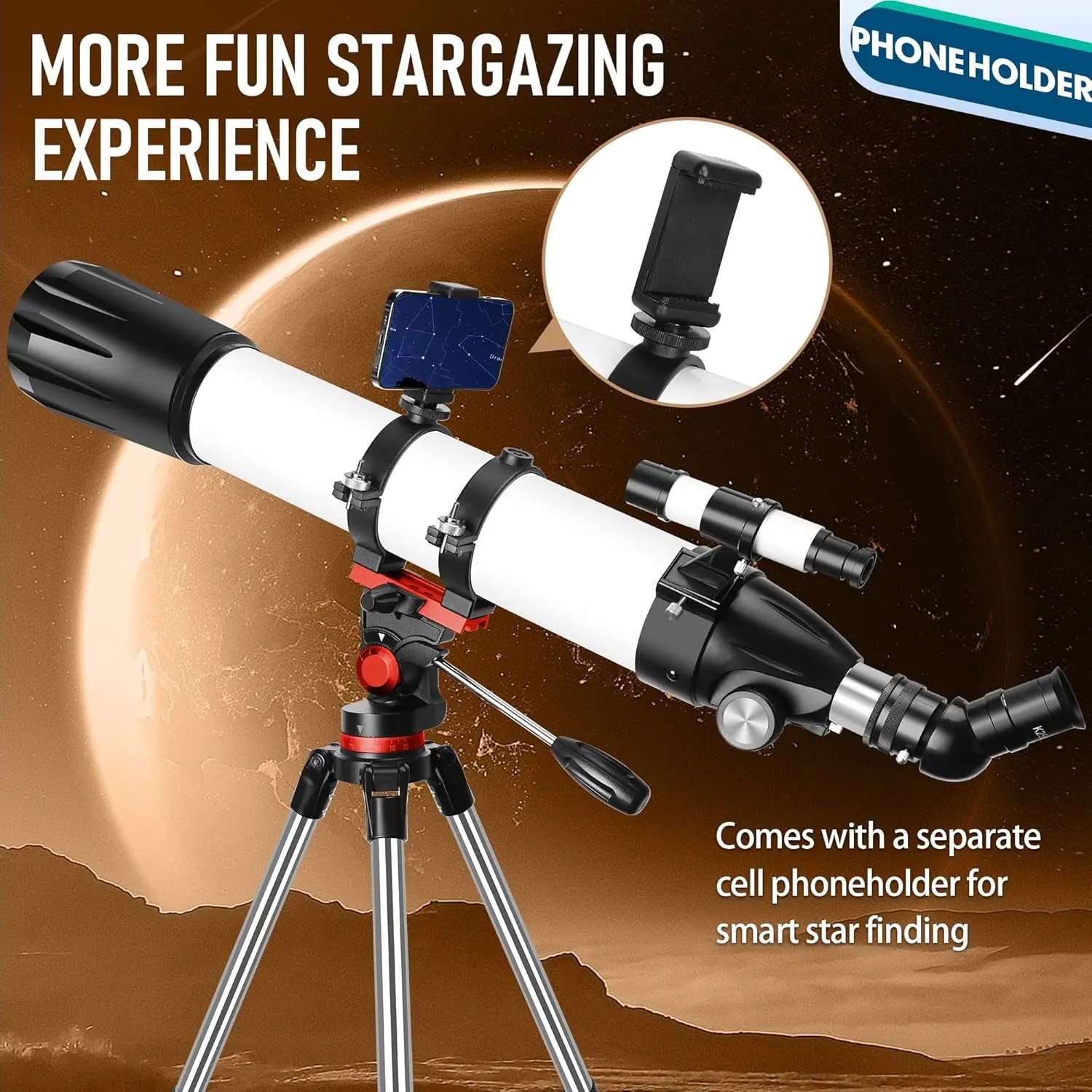 90 mm diafragma 800 mm telescopen voor volwassenen astronomie, draagbare professionele refractortelescoop voor beginners