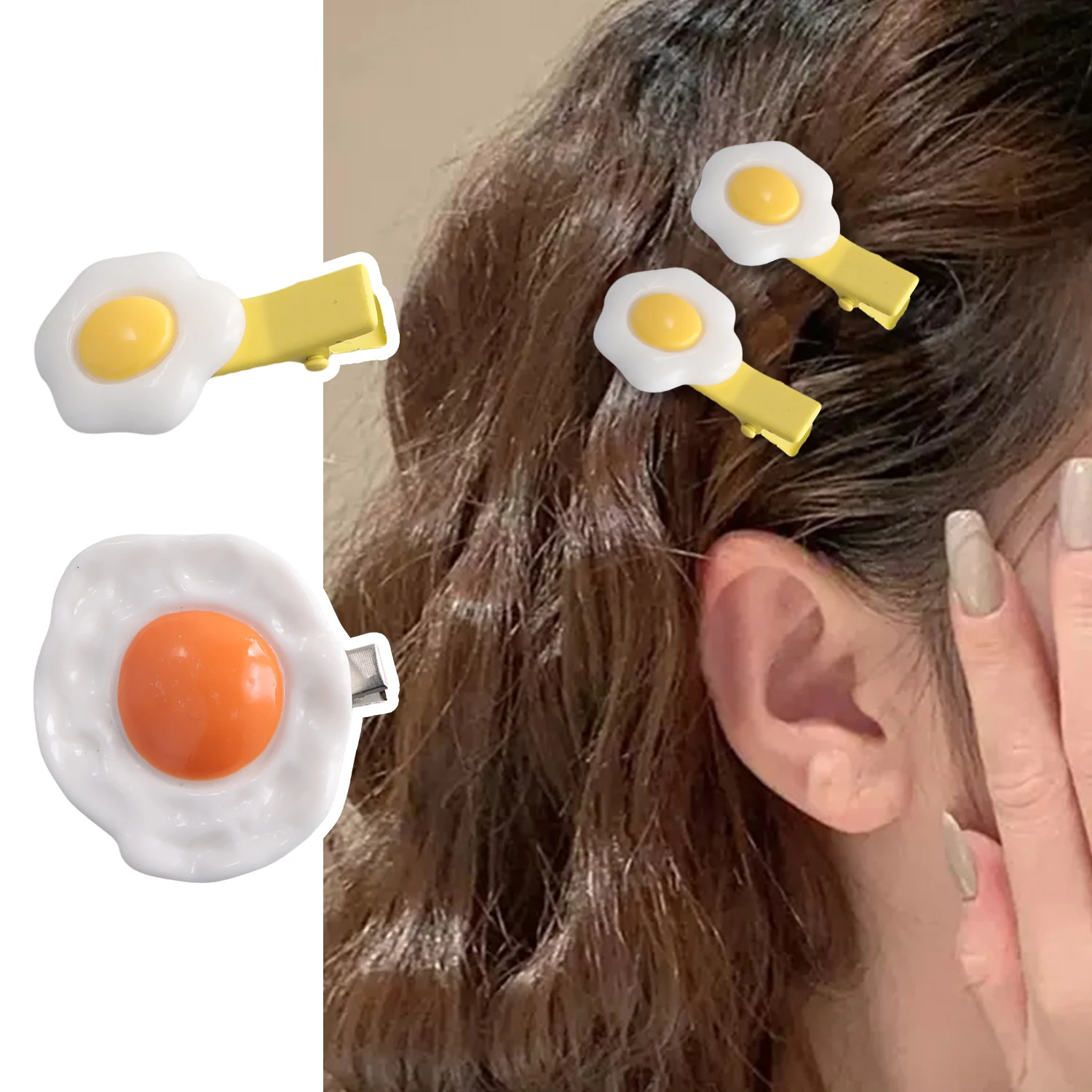 Lovely Cute Korea Egg Hair Clips Sweet Yellow Hairpin Hair Grip Barrettes Hairpins Hair Accessories For Women Styling Tools