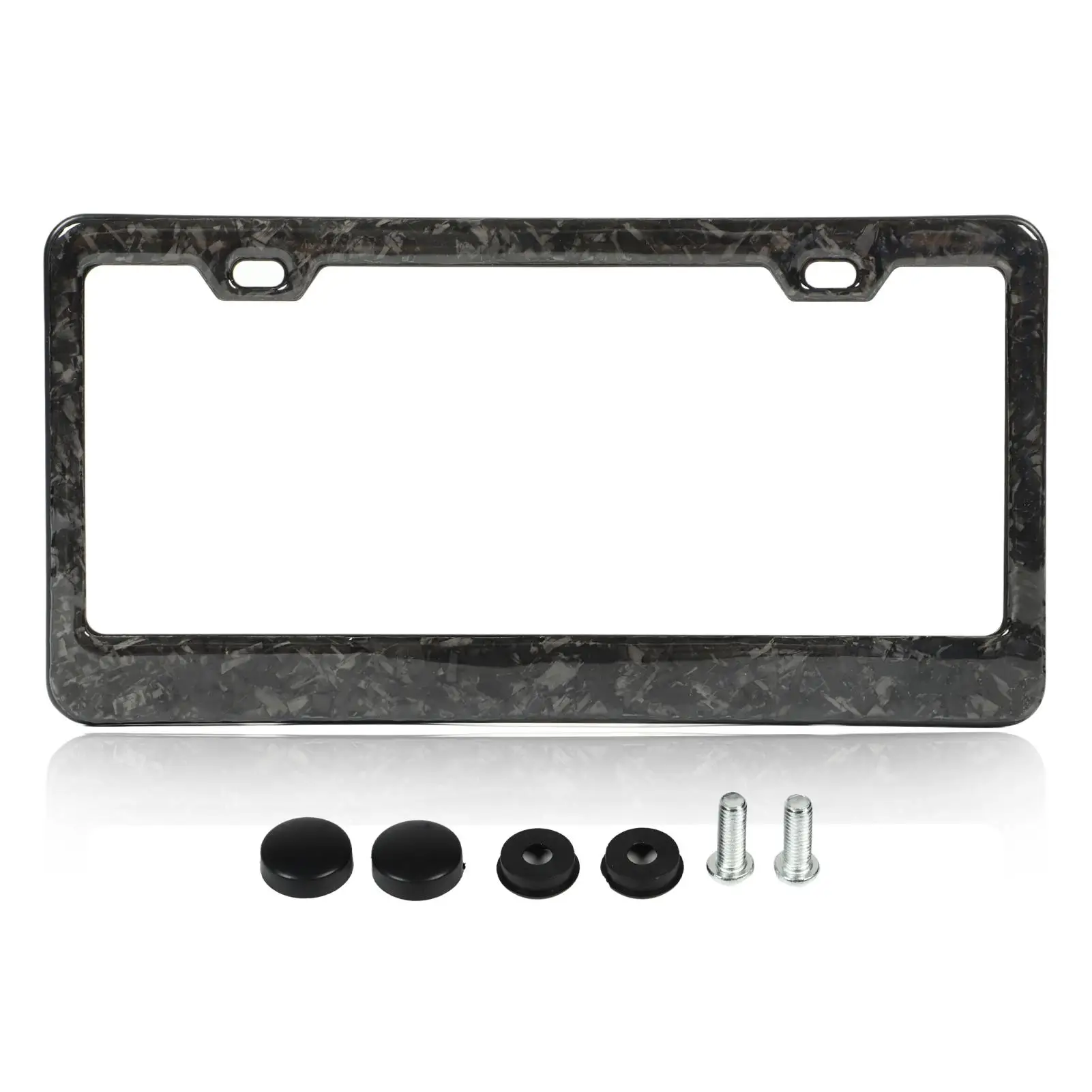 

License Plate Frame Bright Forged Carbon Style Smooth Clear Texture Replacement For Ford raptor Aluminum Alloy