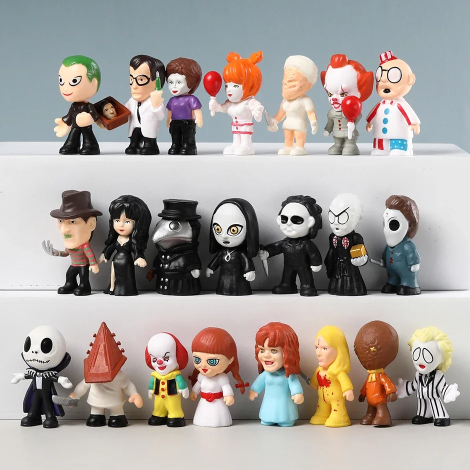 24pcs/set Horror Movie Character Collectible Figures Model Toys Q Version Dolls