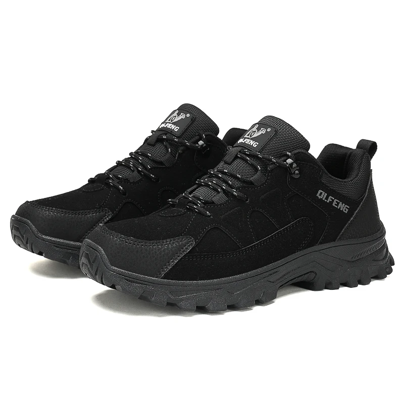 Hiking Shoes Winter Retro Leather Outdoor Off-Road Black Antiskid Trail Running Footwear Mens Low Top Spring Mountain Sneakers