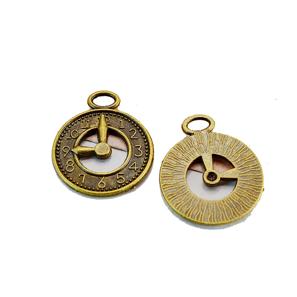 40pcs/lot Jewelry Accessory Retro Alloy Alarm Clock Shaped DIY Charms Pendants For Earring Necklace