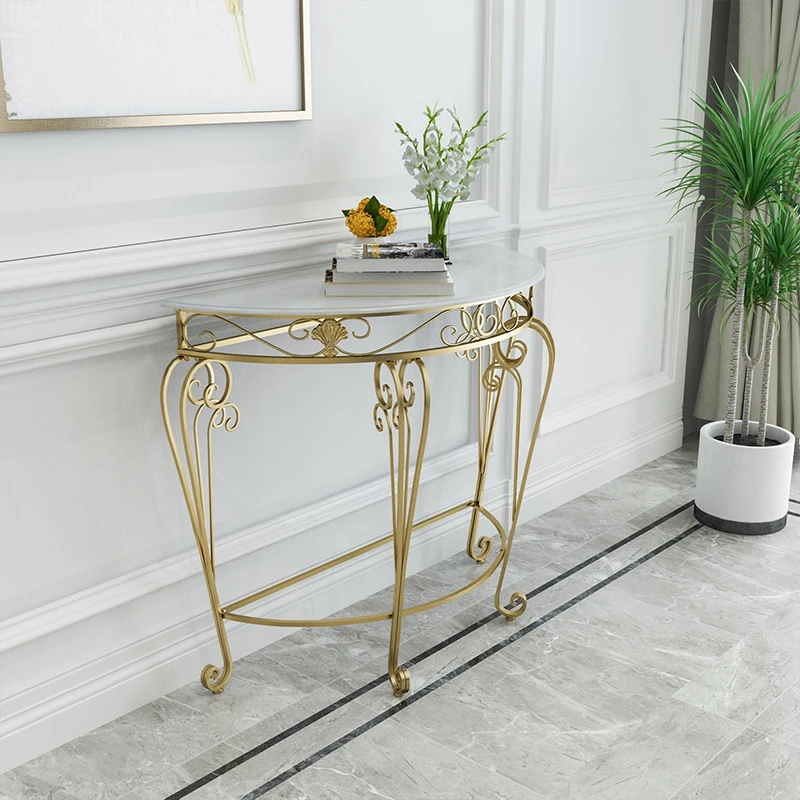 European MDF Entrance Table Living Room Console Table Hallway Semi-round Console Table  Bedroom Corner Table Furniture Decor