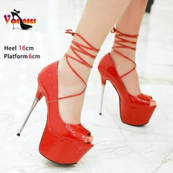 2024 Sexy Peep Toe Women Pumps 16CM Stiletto Woman Shallow Mouth 6CM Platform Single Shoes Nightclub Pole Dance Stripper Heels