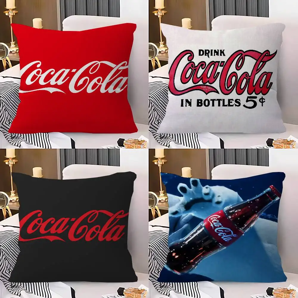 Funda de cojín con logotipo vintage de C-Coca C-cola, funda de almohada para sala de estar, sofá, decoración del hogar, personalizada