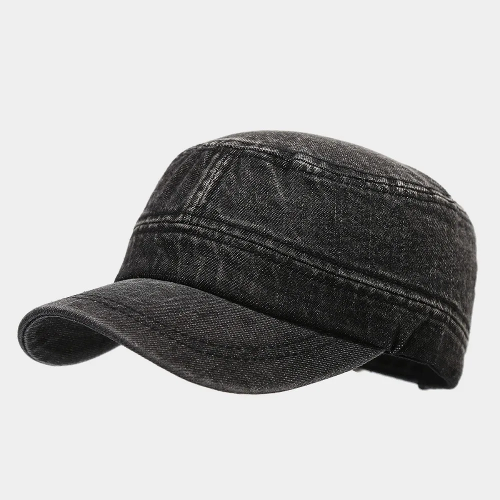 

Casual Vintage Peaked Cap Demin Streetwear Baseball Hat Flat Top Visor Cadet Cap Streetwear