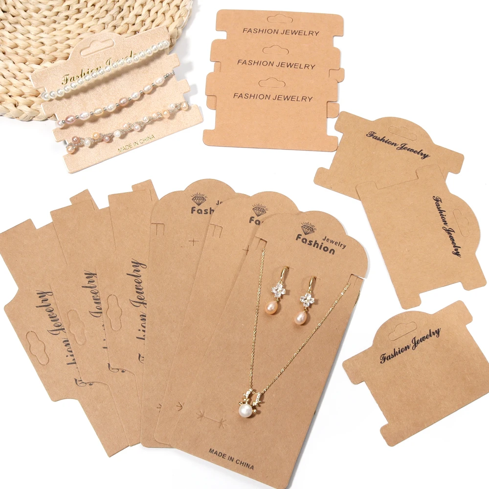 20 pcs/lot Kraft Paper Card Earring Jewelry Display Cards Kraft Paper Tags Organizer Cardboard For Necklace Bracelet Hair Band