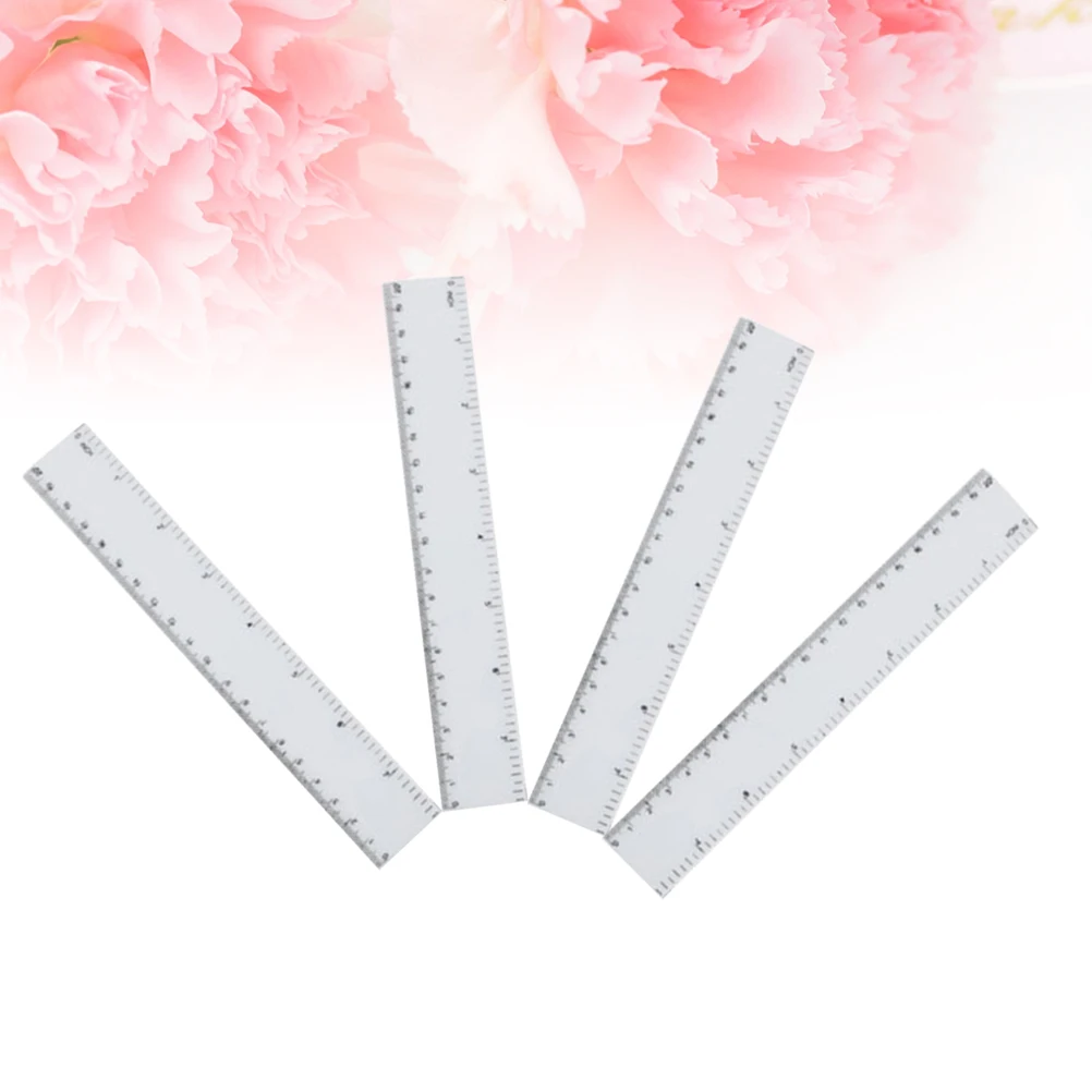 4 Pcs Scale Ruler Geometry Measuring Tools Scribing Math Metric White Geometric