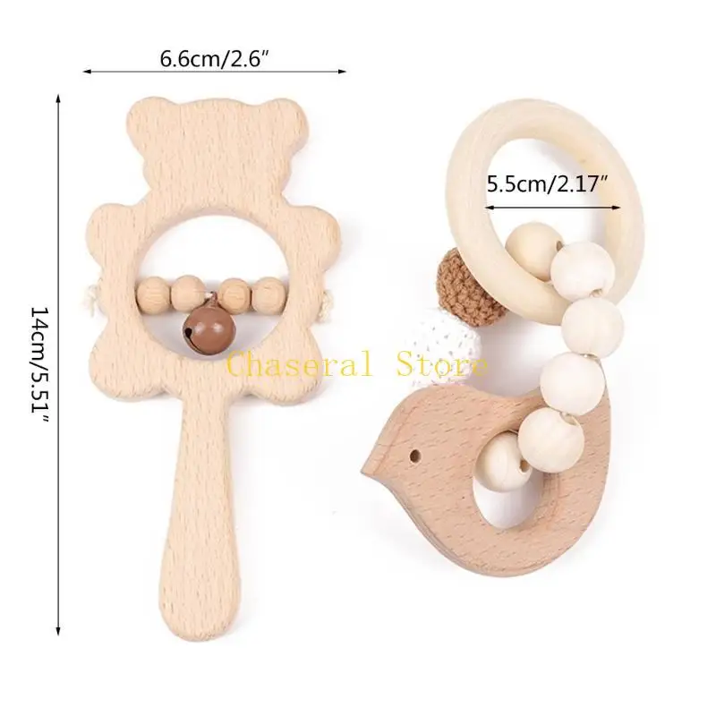 E7CE Crochet Beadbracelet Teething Relief Rattle Toy Infant Music Toy Handbell