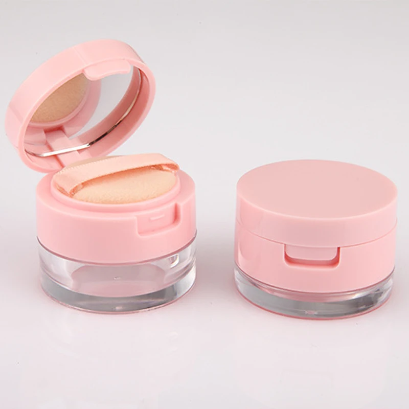 3g/5g Portable Powder Box with Mirror Powder Puff Empty Loose Powder Container Cosmetic Sifter Loose Jar Travel Makeup Container