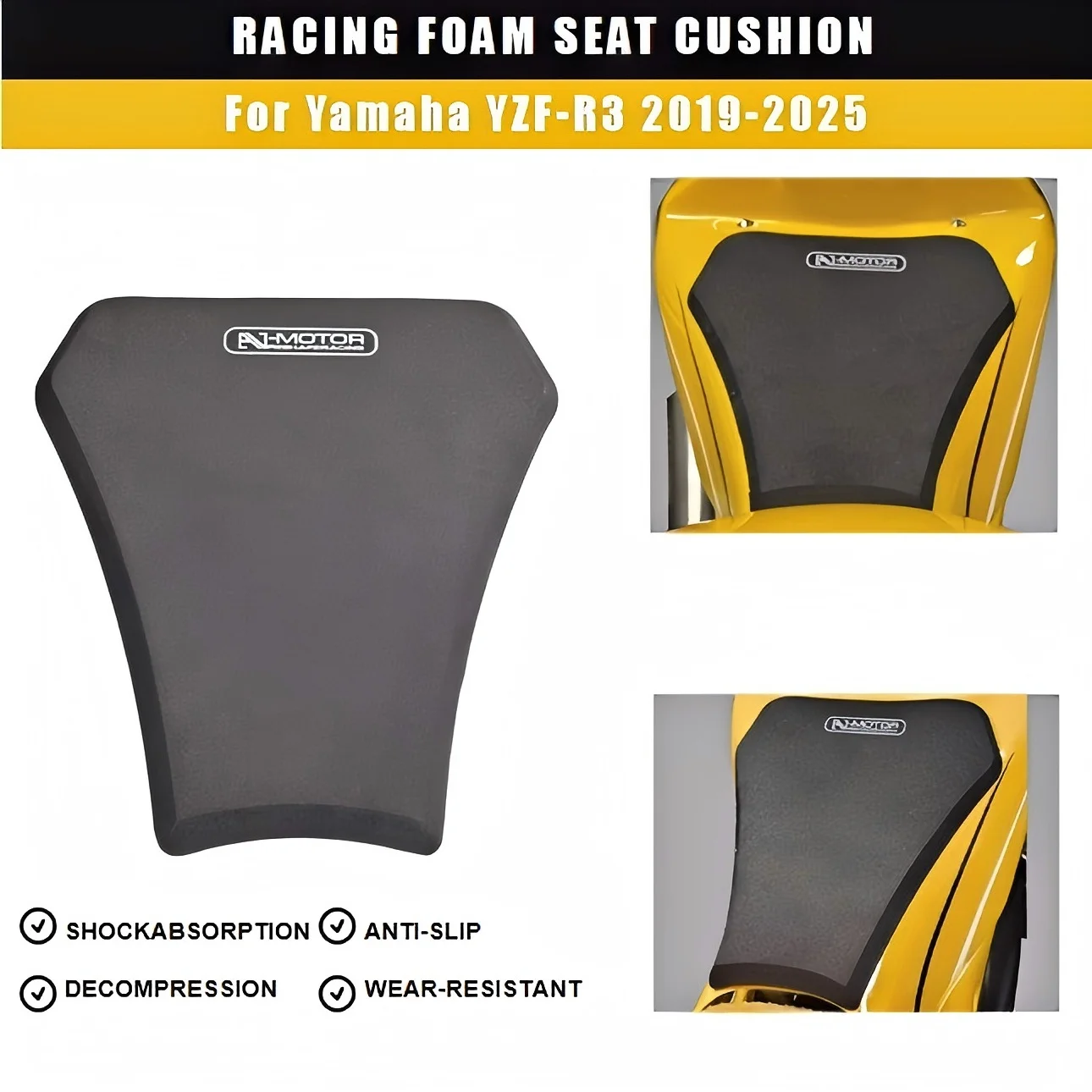 

Motorcycle Racing Foam Seat Cushion for Yamaha YZF-R3 2019-2025 | Lightweight Comfort Sport Bike Seat Pad