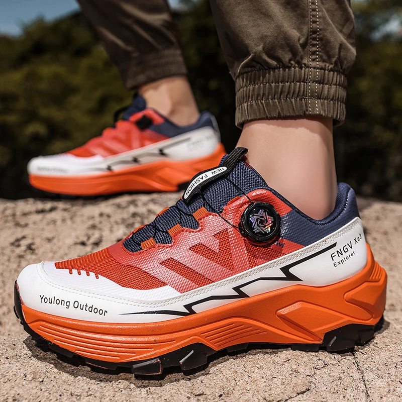 Men's Hiking Shoes, Lightweight Outdoor Travel Hiking Shoes, Breathable Mesh Sneakers, Casual Walking Shoes, Rotating Buckle Design, Non-Slip and Wear-Resistant Trail Shoes, Suitable for Mountaineerin image 2
