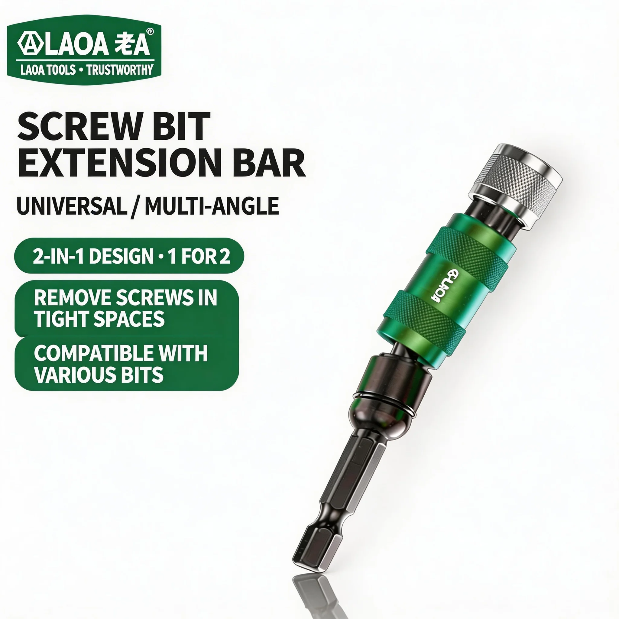 

LAOA 15° Swivel Tail Extension Bar Universal Angle Adapter Conversion Head for Electric Screwdriver Quick Change Bit