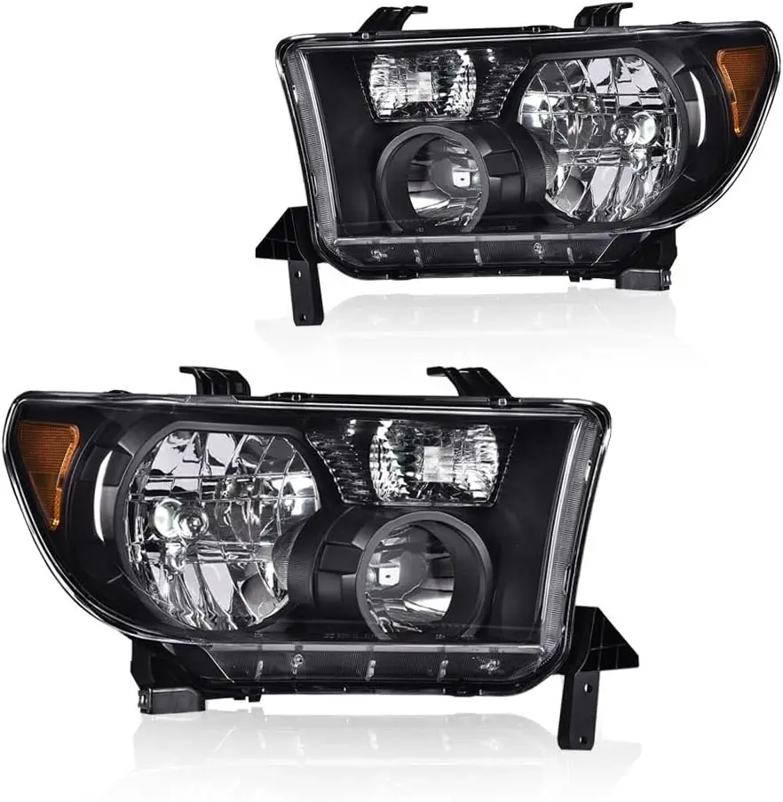 Compatible Left and Right Pair Front Headlight Assembly for Toyota Sequoia 2008-2017 & Tundra 2007-2013 Bumper Headlamps 811100C